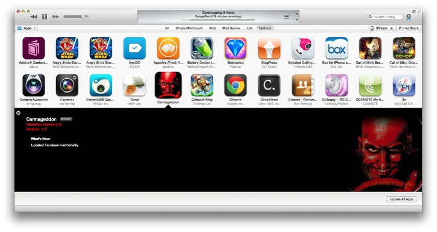 itunes 1103 with new app updates view greekiphone